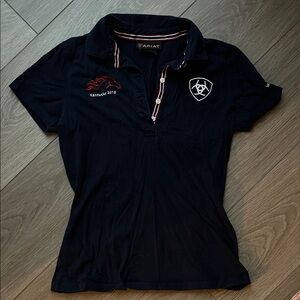 Ariat World Equestrian Games Navy Polo with Embroidered Accents - W’s size XS